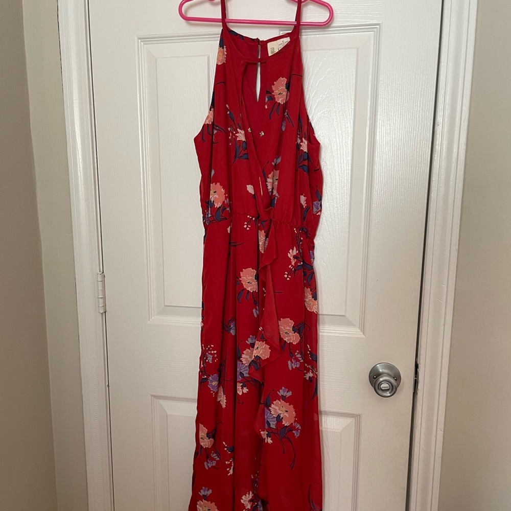 Red floral dress